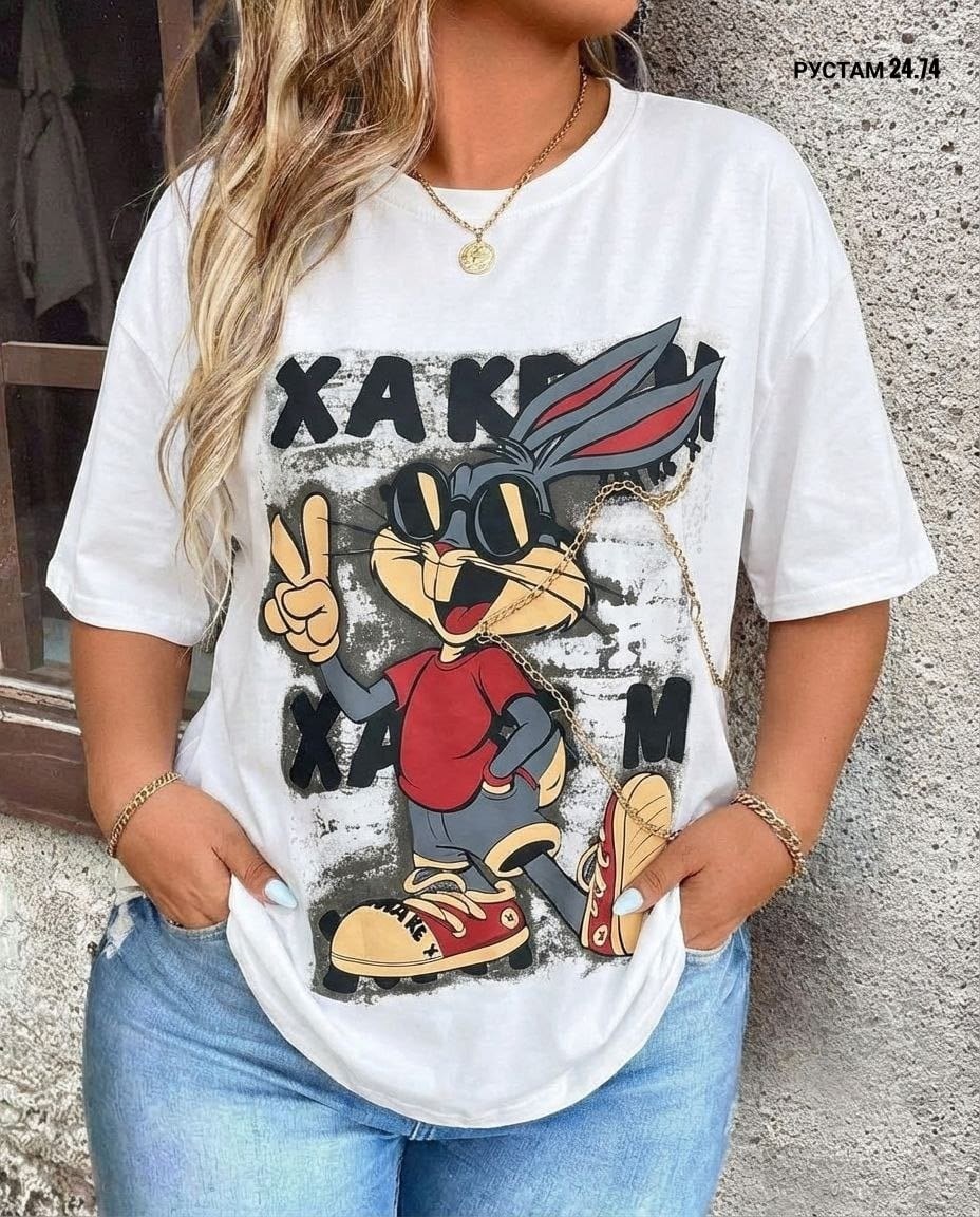 женская футболка,футболка с принтом,футболки и топы,женские футболки с принтом,футболка женская багз банни