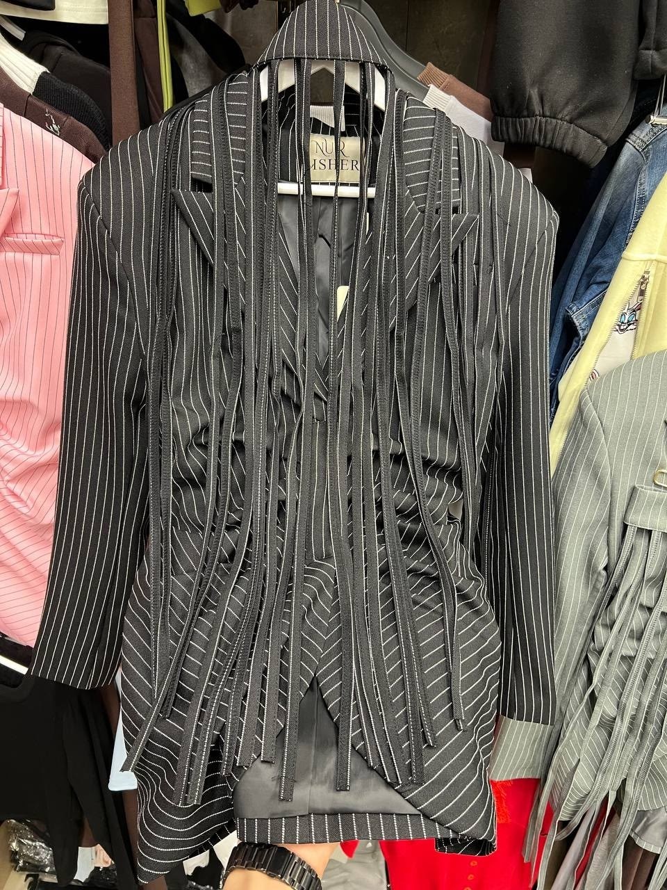 the attico однобортный блейзер в тонкую полоску розовый,женские пиджаки,жакет женские,пиджак,жакет