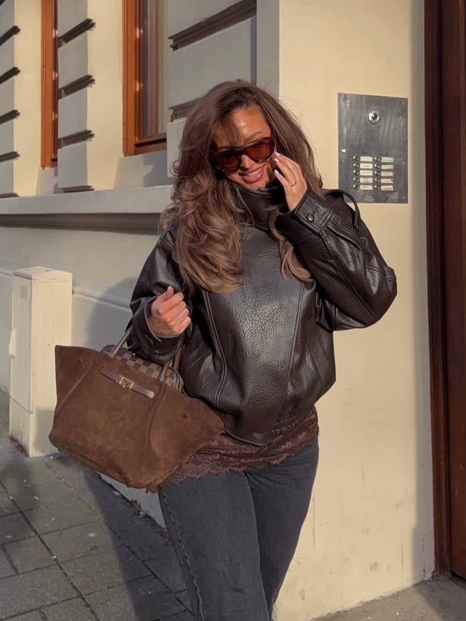 кожаная куртка,куртка оверсайз,модный стиль,дубленка оверсайз