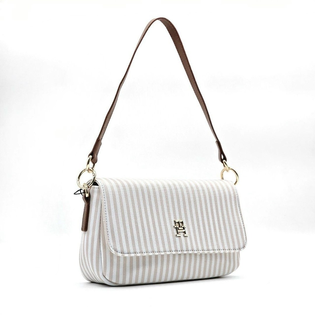 сумка tommy hilfiger женская,сумка через плечо tommy hilfiger,сумка tommy hilfiger,полосатая сумка через плечо с клапаном tommy hilfiger светло-коричневый,сумка томми хилфигер голубая