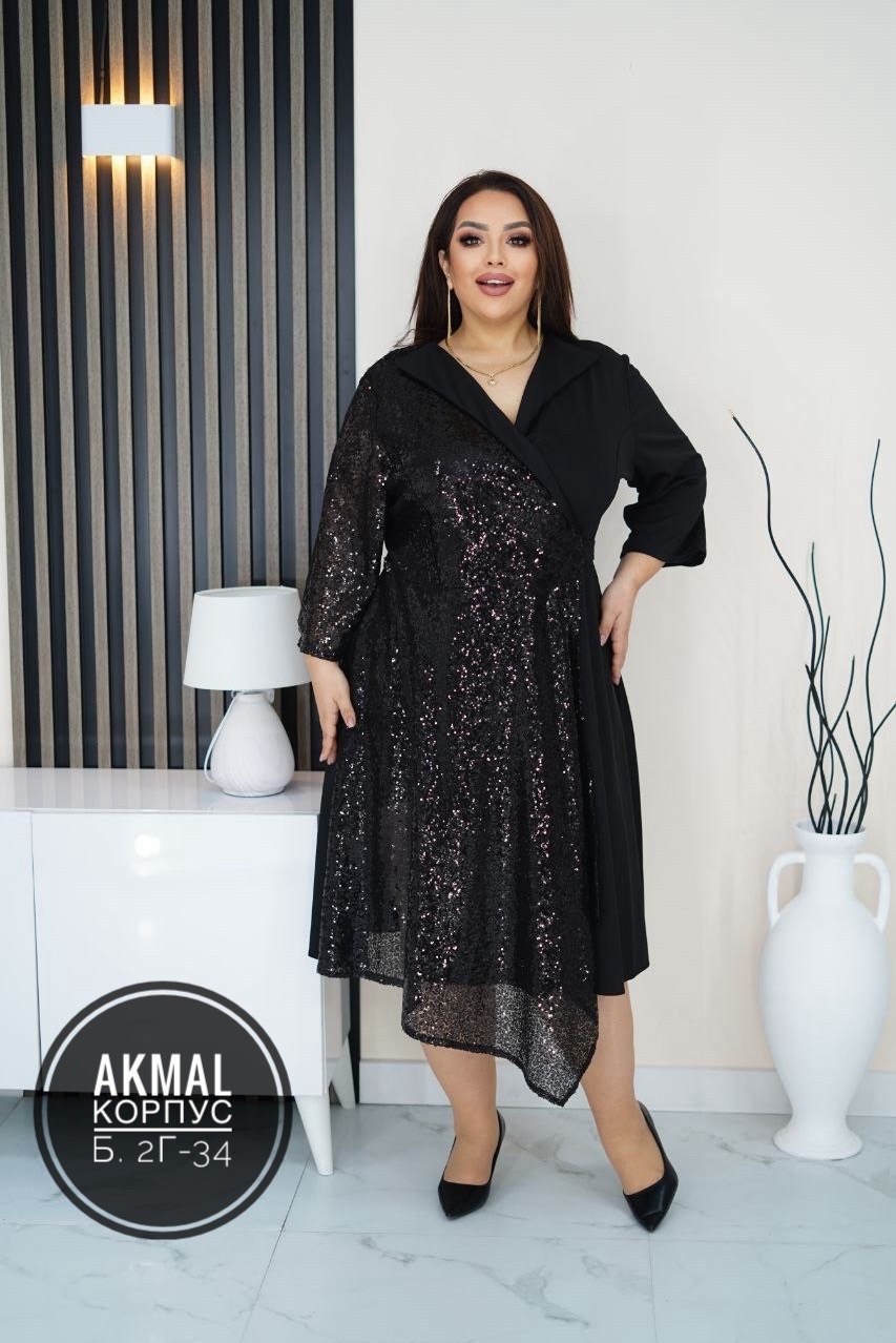 нарядное платье,платье,платье большие размеры,платье комбинированное,платье большого размера праздничное в пайетках грандфасонтекс цвет зеленый