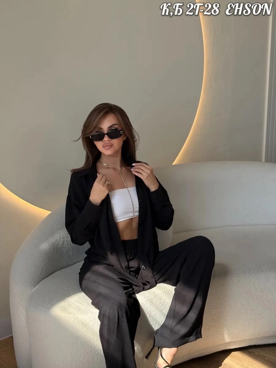 костюм с рубашкой и брюками из мягчайшей ткани,костюм женский,женский летний костюм,брючный костюм женский летний,костюм брючный летний двойка