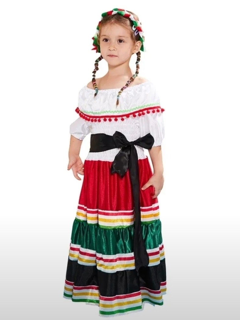 костюм мексиканский народный,мексиканское платье для девочек,костюм мексиканской сеньориты для девочек,костюм мексиканки для девочки,традиционное народное мексиканское платье стираки