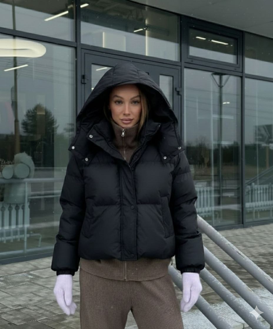 трендовый спортивный костюм тройка с курткой осень-зима leila lo,куртка женская,куртка пуховик зима до -30, дутый, объемный, черный с капюшоном,куртка оверсайз,трендовый спортивный костюм тройка с кур