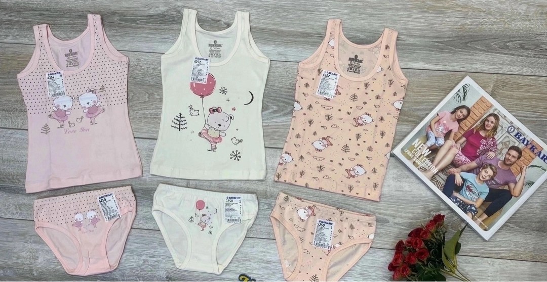 турецкое детское нижнее белье,комплекты нижнего белья для девочек,комплект baykar golden fish для девочки розовый,детское нижнее белье,комплект baykar golden fish для девочки