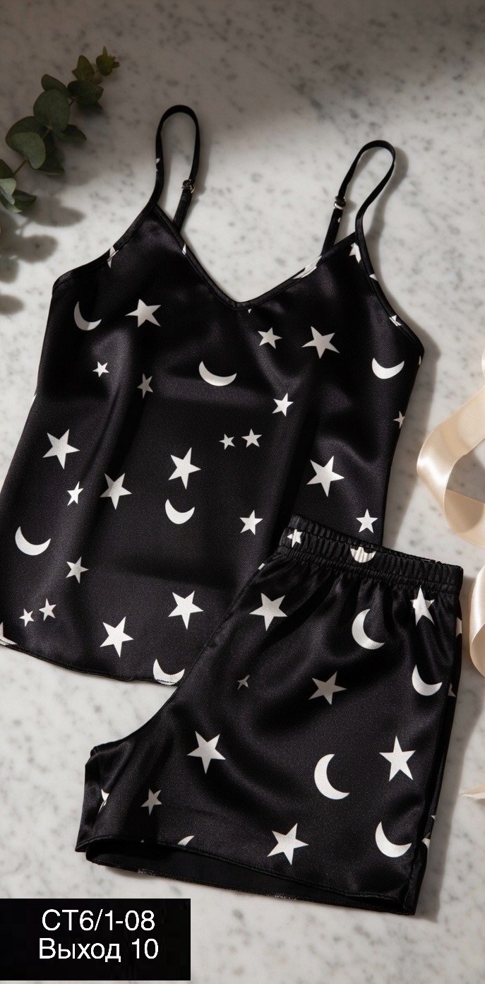 пижама женская атласная с принтом звезд,комплект пижама,шелковая пижама,пижама женская,женские пижамы из полиэстера с принтом звезд