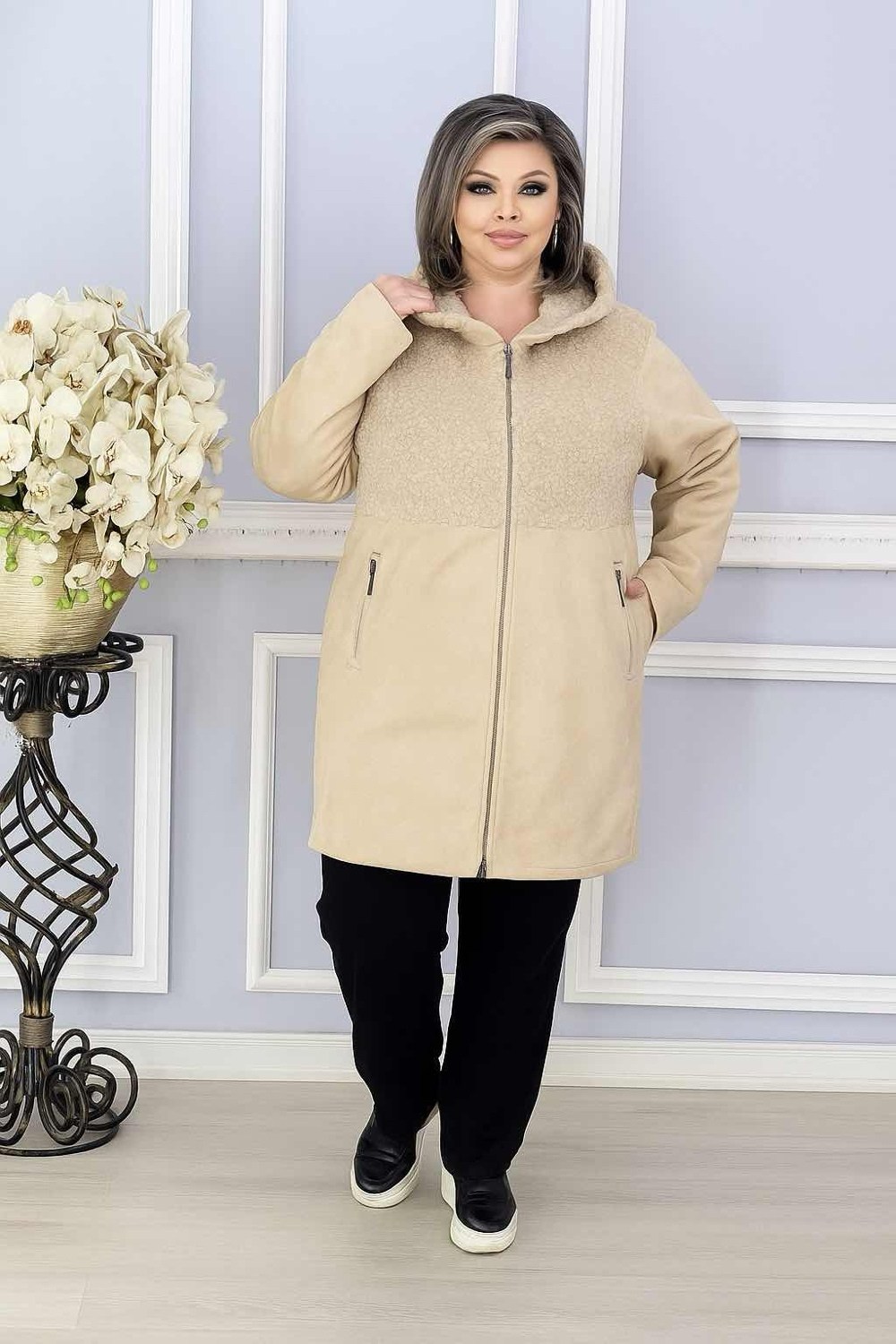 дубленка женская каляев 63971 бежевая 44 ru,дубленка искусственная elfina,верхняя одежда,женская верхняя одежда,дубленка женская тверская меховая бк 23 2256 зоя бежевая 54 ru