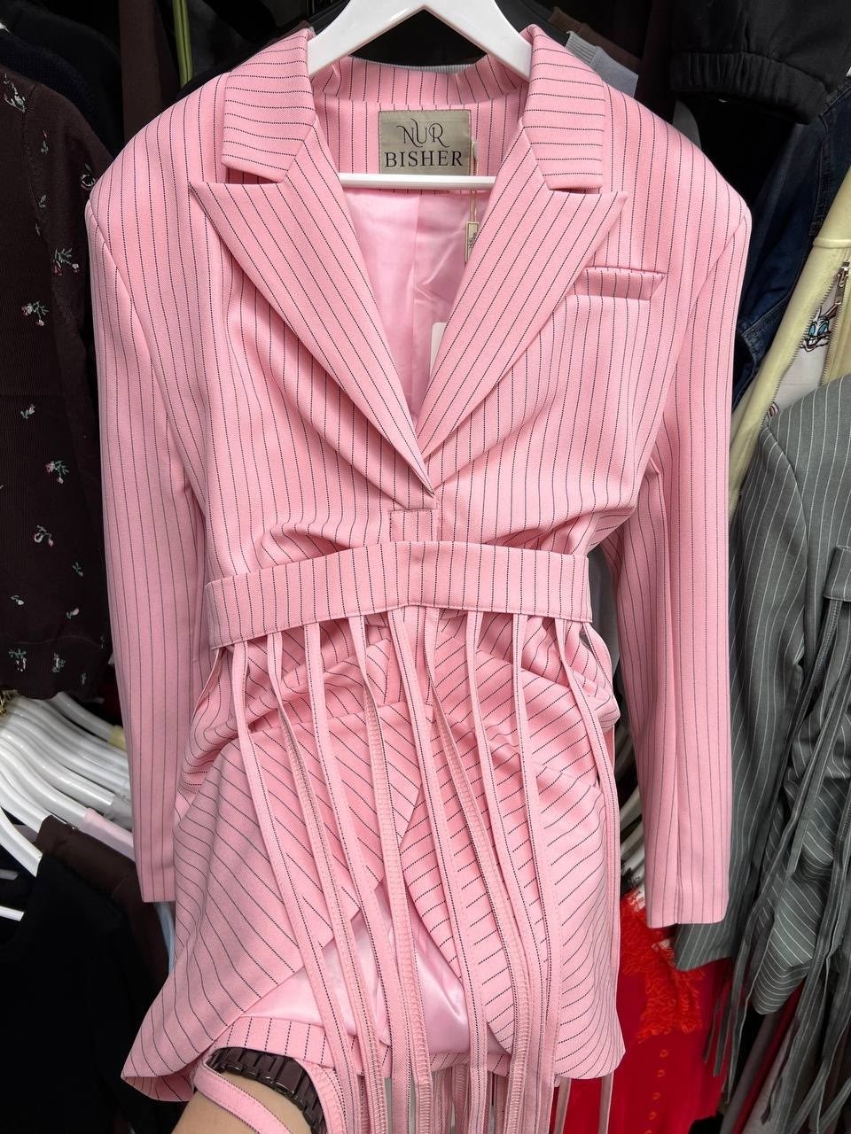 the attico однобортный блейзер в тонкую полоску розовый,женские пиджаки,жакет женские,пиджак,жакет