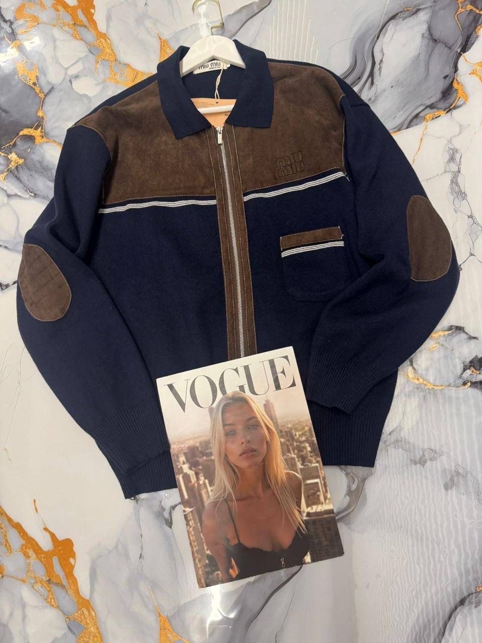 кардиган miu miu,кардиган miu,шерстяной кардиган miu miu,синий кардиган,куртка бомбер