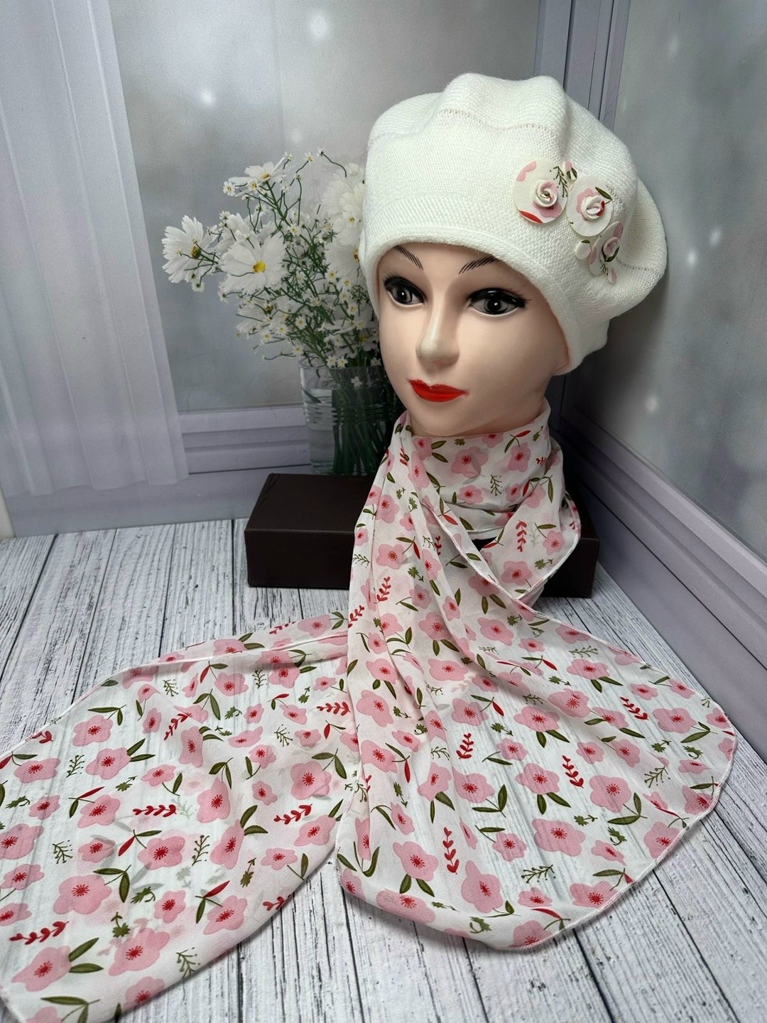 шарфы для женщин,комплект берет с шарфом,шапка и платок,шапка для женщин,берет женский