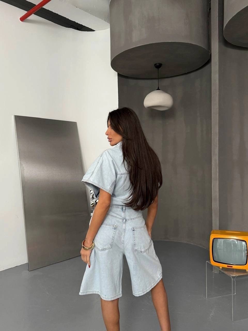 джинсовые комбинезоны,джинсовый комбинезон шорты,комбинезон летний с шортами джинсовый ella woman,джинсовый комбинезон женский,стильный джинсовый летний комбинезон с шортами