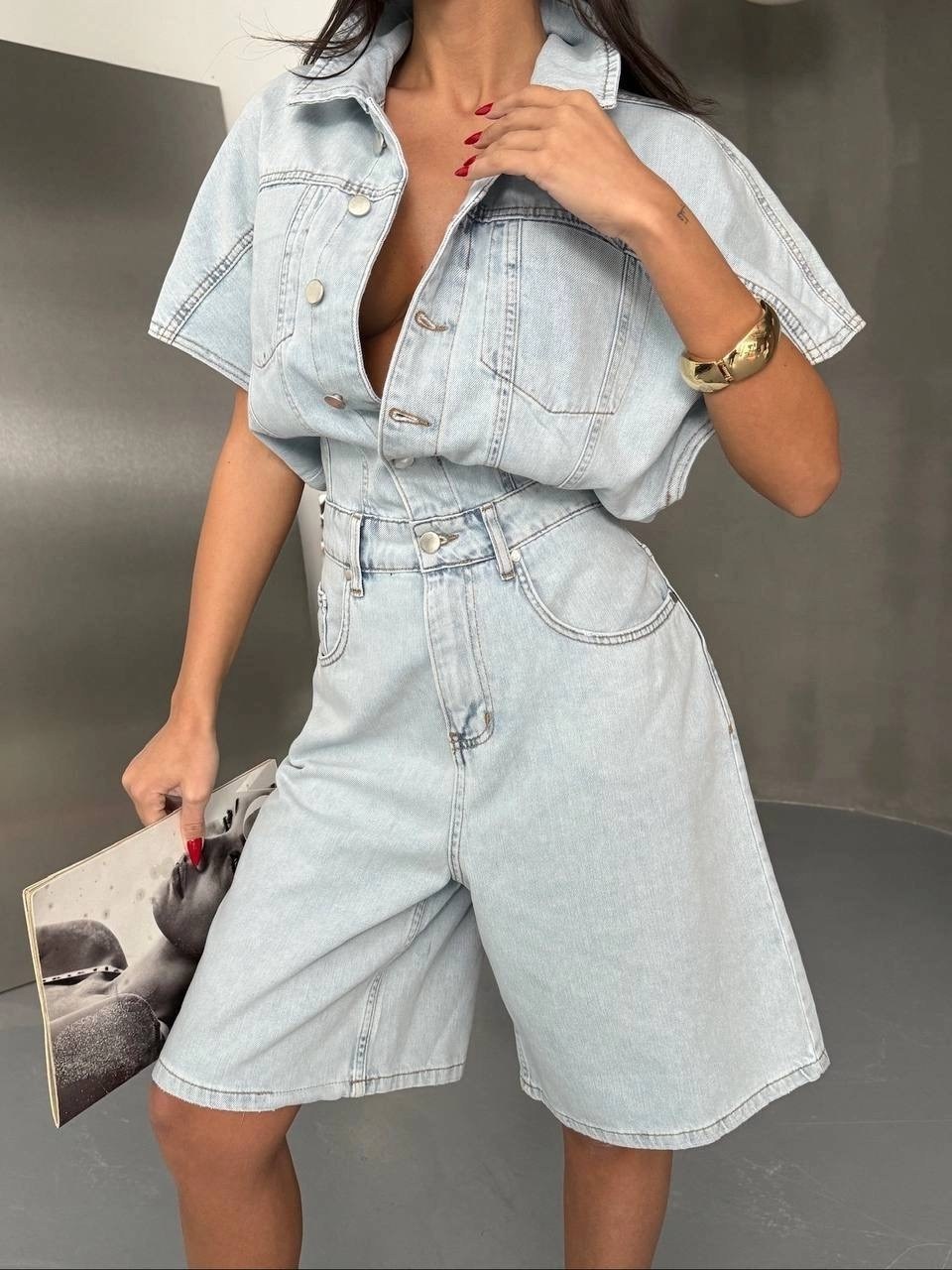 джинсовые комбинезоны,джинсовый комбинезон шорты,комбинезон летний с шортами джинсовый ella woman,джинсовый комбинезон женский,стильный джинсовый летний комбинезон с шортами