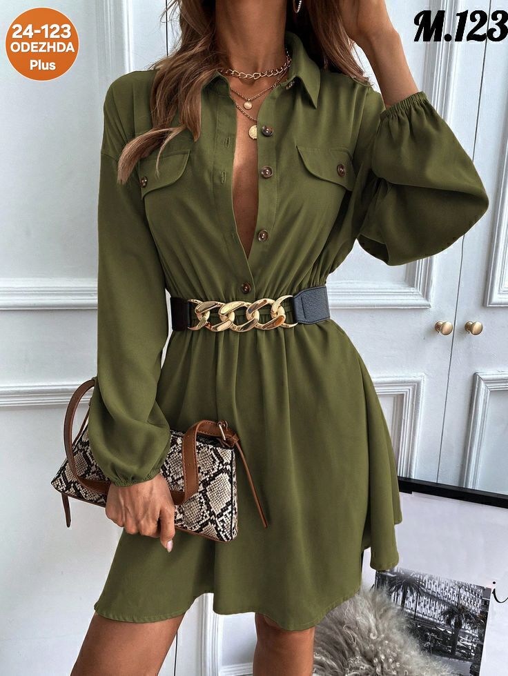 shein essnce платье-рубашка с рукавами-фонариками,женское платье,платье с ремешком,платье-рубашка,платье рубашка женское