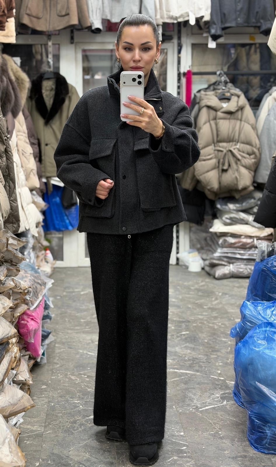 пальто полупальто,полупальто,темно-серое пальто-пиджак с утепленным жилетом,куртка женская