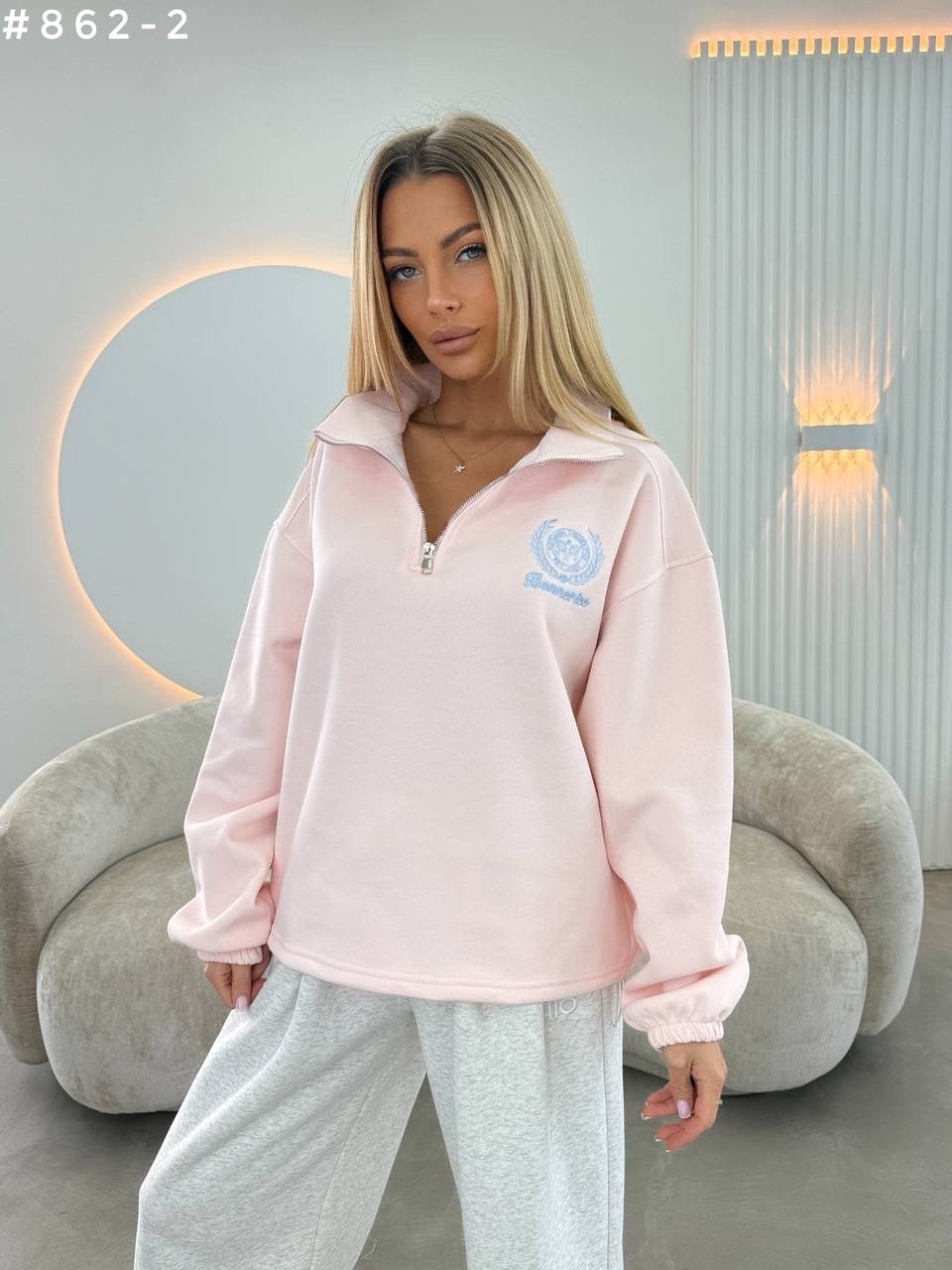 женская кофта,свитшот оверсайз полузамок,свитшот женский,толстовка двухнитка,свитшот