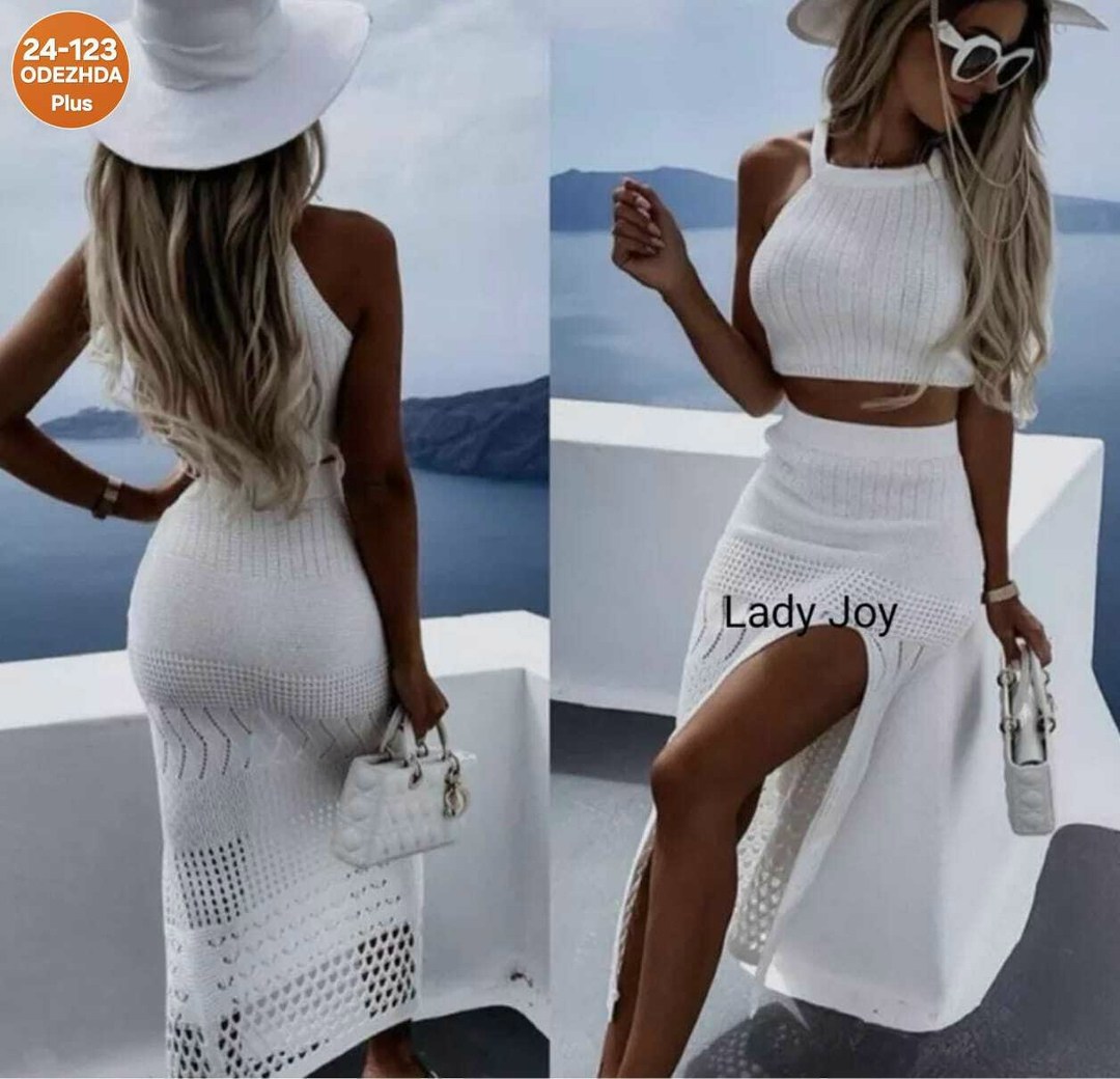 вязаные костюмы,женская юбка с разрезом,юбка вязаная,костюм женский,пляжное платье