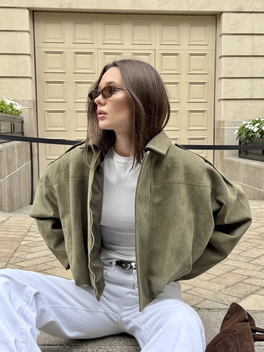 куртка замшевая бомбер оверсайз lancy,повседневная куртка,модные образы,куртка женская модная,замшевая куртка