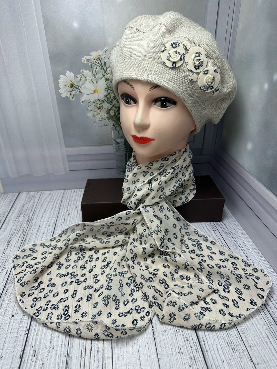 шарфы для женщин,комплект берет с шарфом,шапка и платок,шапка для женщин,берет женский