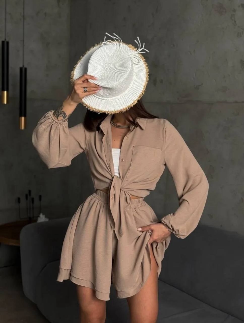летний костюм с шортами и рубашкой оверсайз salimis,костюм летний женский с шортами и рубашкой оверсайз,,комплект одежды костюм двойка с шортами,белые костюмы