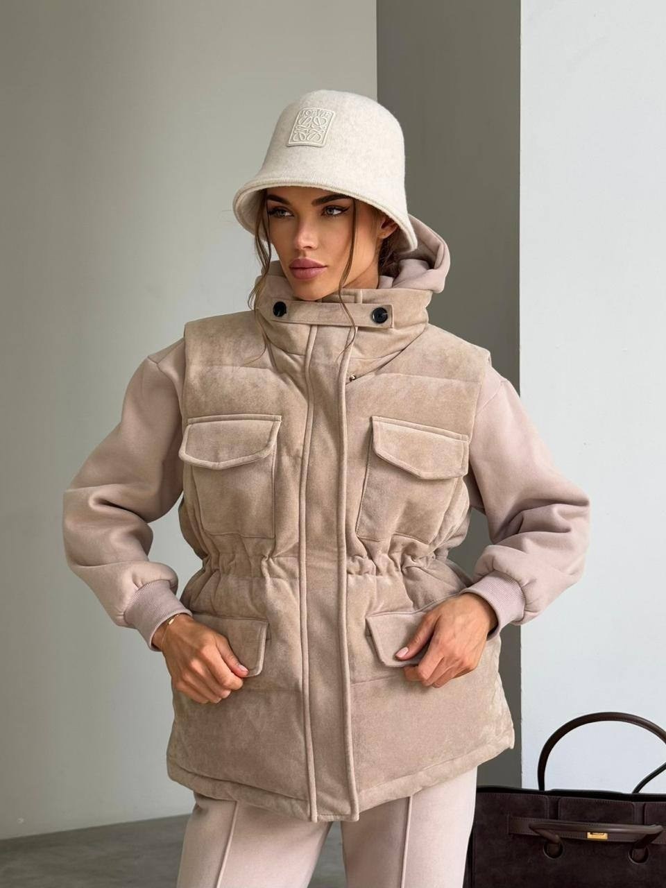 двухсторонняя жилетка,костюм на флисе,жилет двухсторонний,костюм женский тройка утепленный,одежда жилет