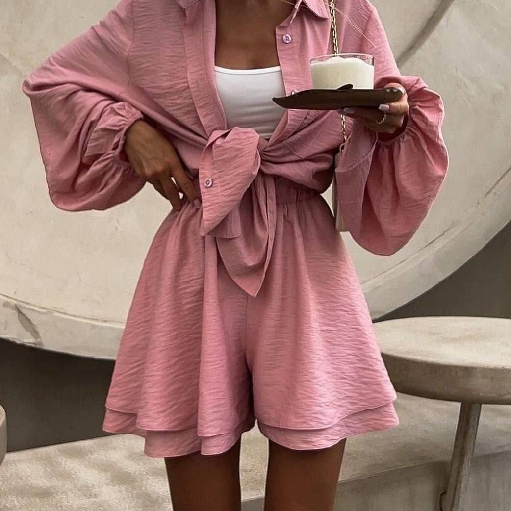 костюм женский летний рубашка и шорты,летний костюм с юбкой,женские костюмы,стильные костюмы,женской одежды