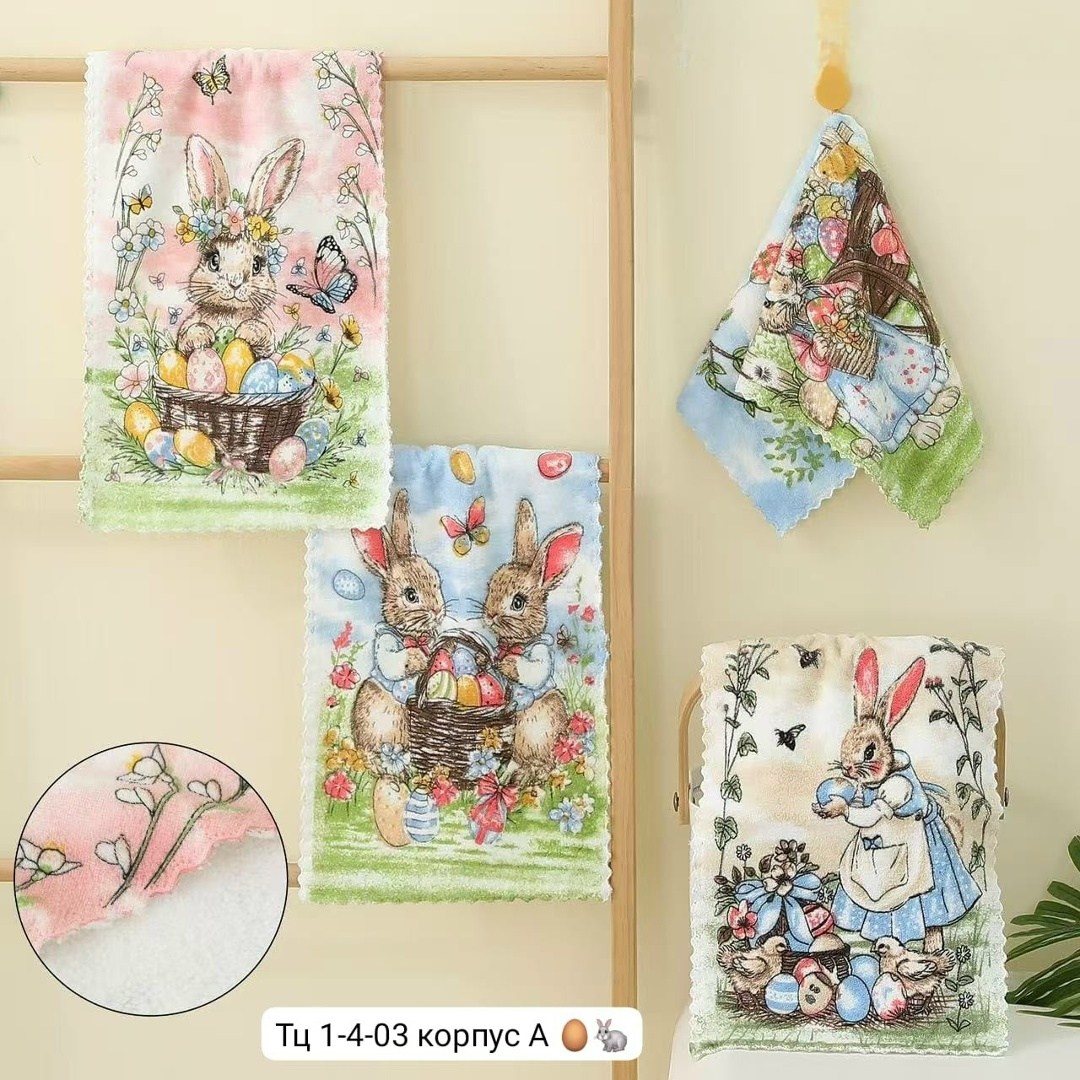 полотенце кухонное с кроликом,полотенца кухонное,полотенца для кухни с зайчиками,набор полотенец кухонное,набор кухонные полотенца вафельные