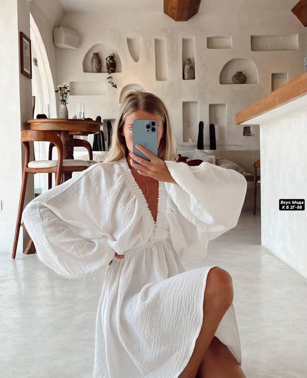 платье из муслина с резинкой,женское платье из муслина,женское платье оверсайз,платье из муслина