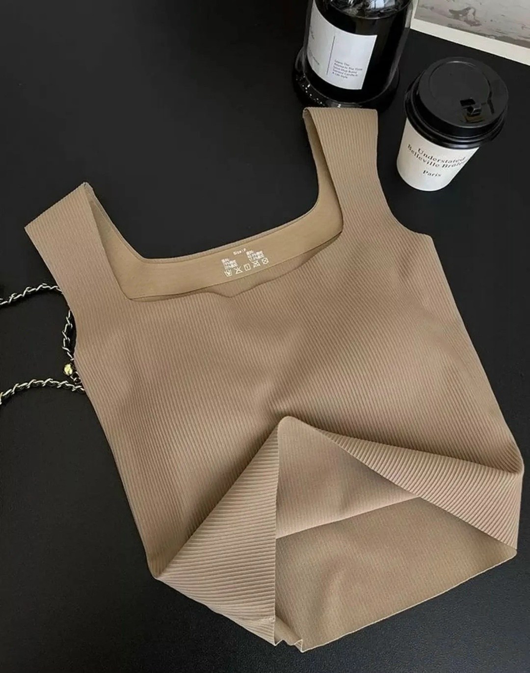 женский топ,женская майка,кроп топ,бежевый топ,майка с квадратным вырезом женская