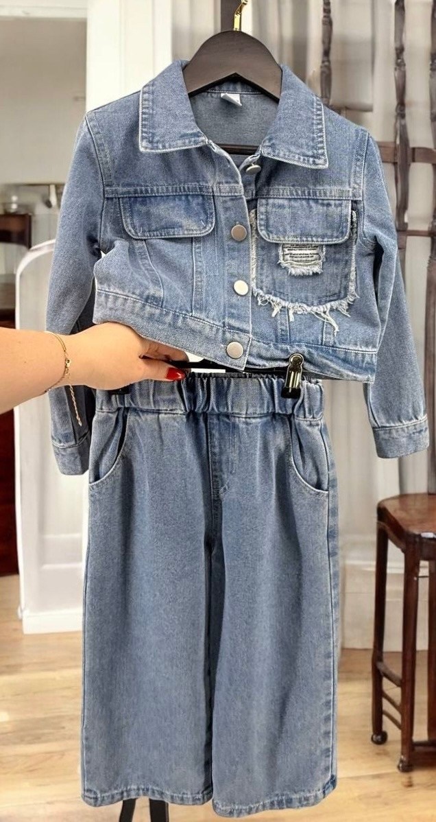 джинсовый костюм для девочки,джинсовые костюмы,детский джинсовый костюм,костюм для девочек,комплект одежды девочке