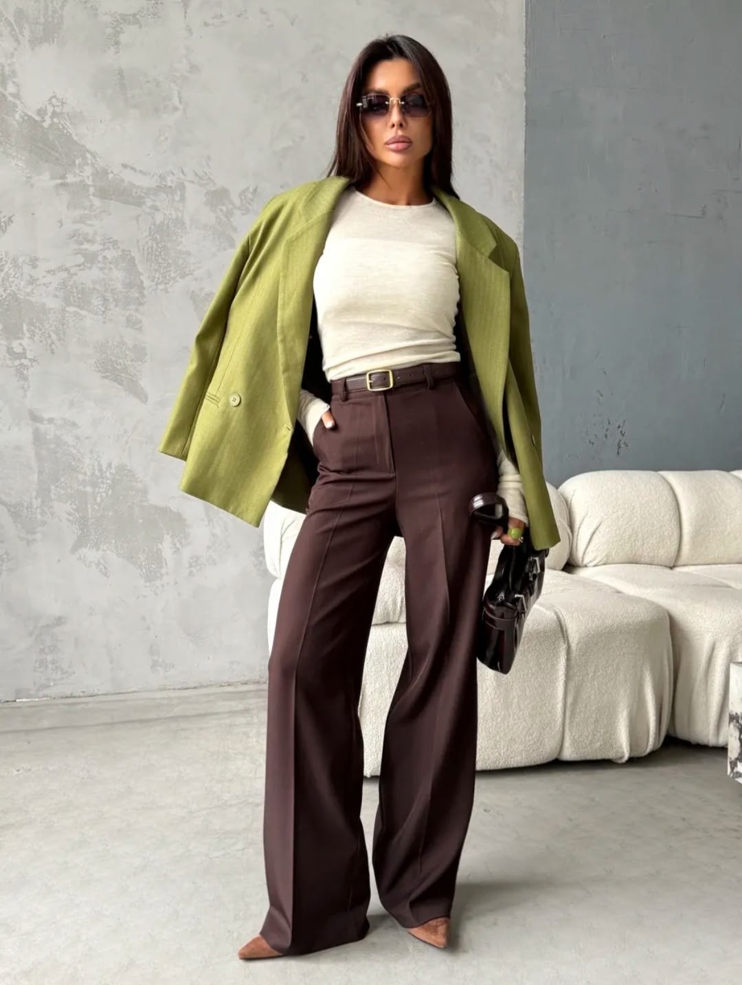 брюки классические палаццо с высокой посадкой cantarni,брюки-палаццо,брюки палаццо женские,брюки палаццо коричневые,брюки классические
