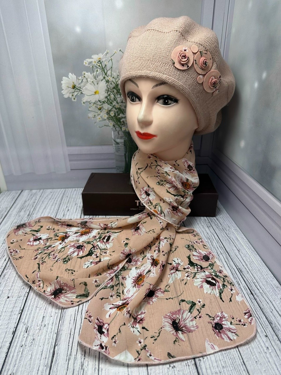 комплект берет с шарфом,шарфы для женщин,шапка для женщин,комплекс берет со шарф,шапка и платок