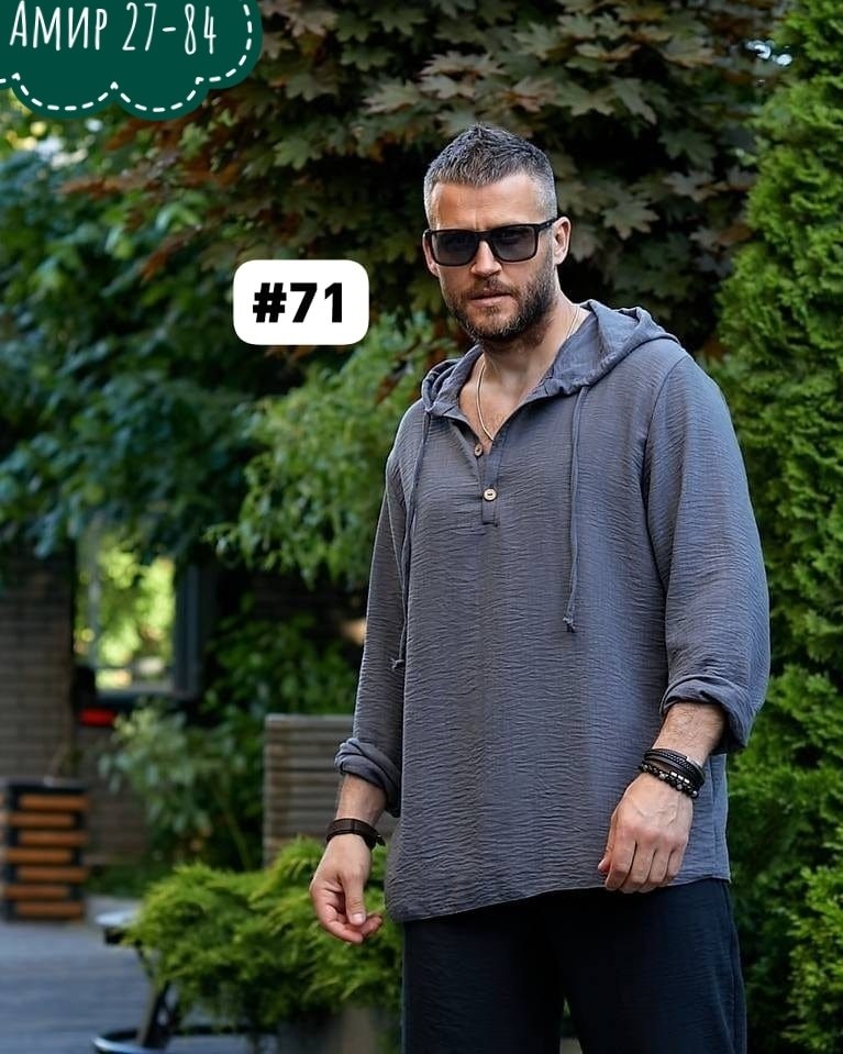 мужская льняная рубашка,рубашка мужская с капюшоном,рубашка с капюшоном,рубашка мужская,туника мужская