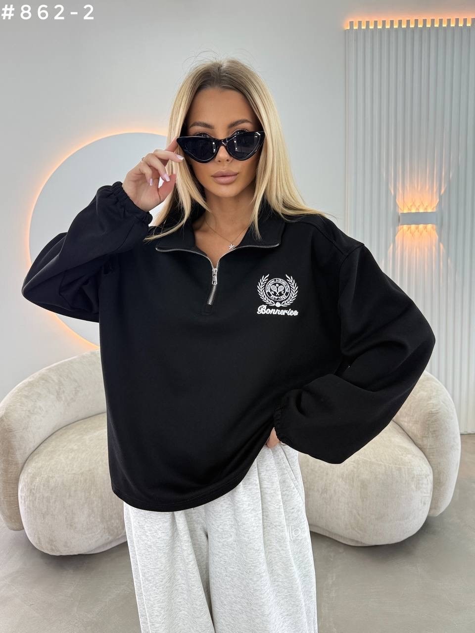 женская кофта,свитшот оверсайз полузамок,свитшот женский,толстовка двухнитка,свитшот