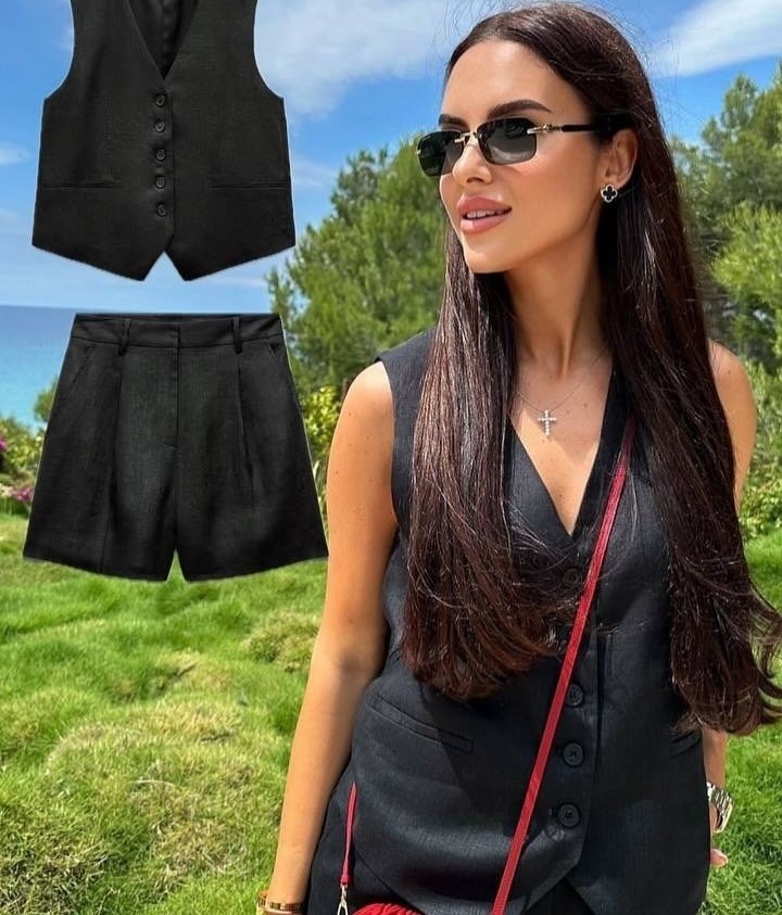 костюм с жилеткой и шортами,костюм с шортами,женский костюм с шортами,жилетка женская,костюм шорты и жилет
