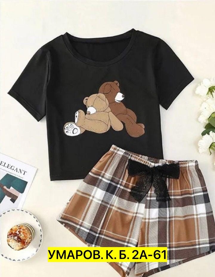 комплект женской пижамы,пижама шорты футболка,пижама женская футболка и шорты,пижама женская (футболка и шорты) kaftan christmas time размер 40-42,пижама женская с шортам