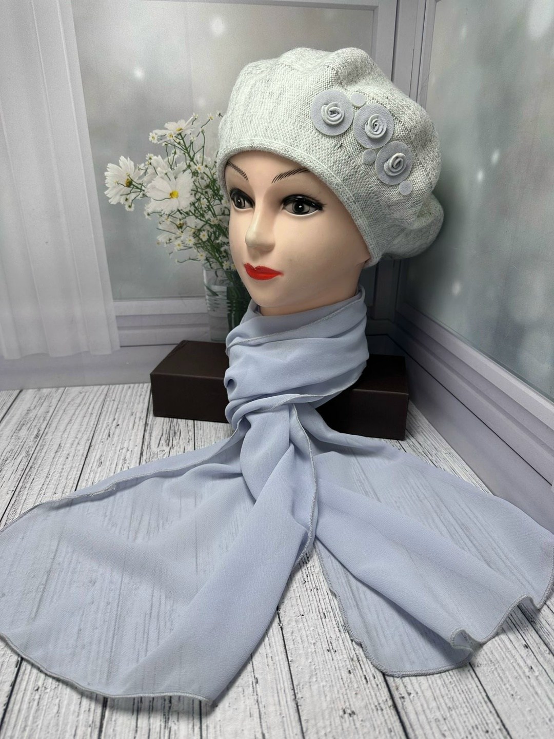 комплект берет с шарфом,шарфы для женщин,шапка для женщин,комплекс берет со шарф,шапка и платок