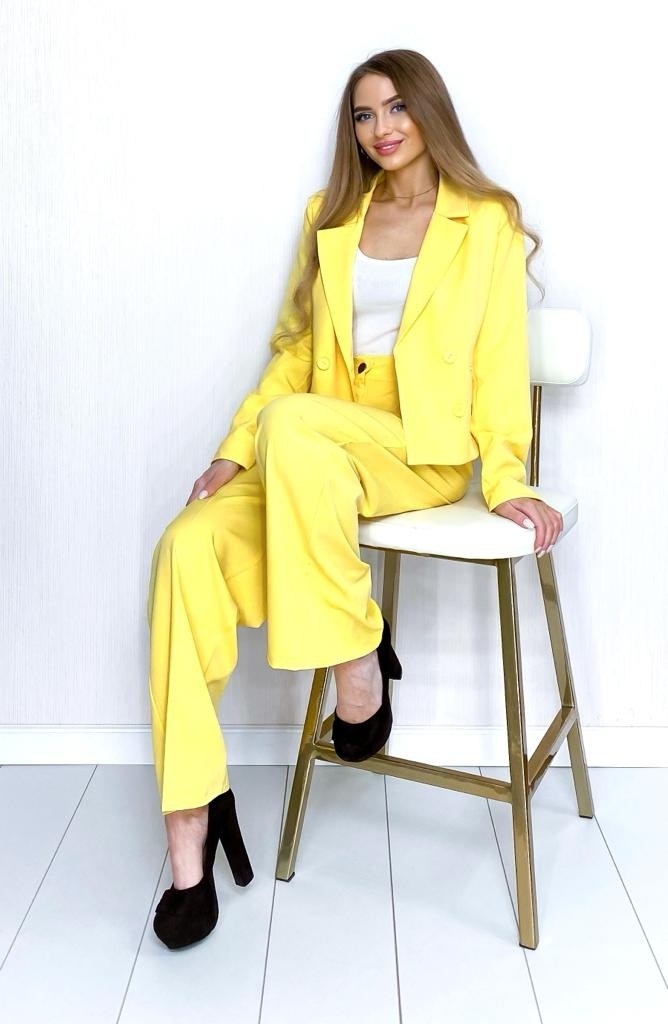 брючный костюм dilana vip 2056 желтый,лимонный костюм женский брючный,желтый брючный костюм женский,яркий брючный костюм женский,желтый брючный костюм
