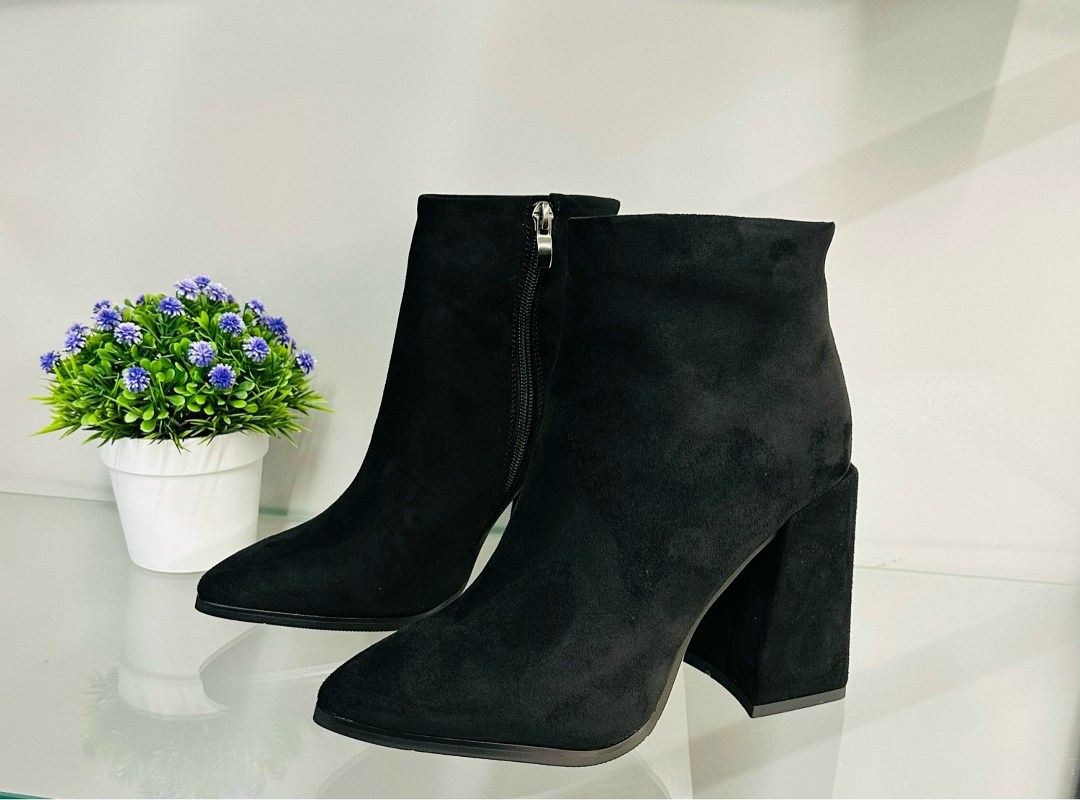 ,ботильоны женские деми черные замшевые на высоком каблуке,ботильоны женские,ботильоны,ботильоны на каблуке евромех замшевые
