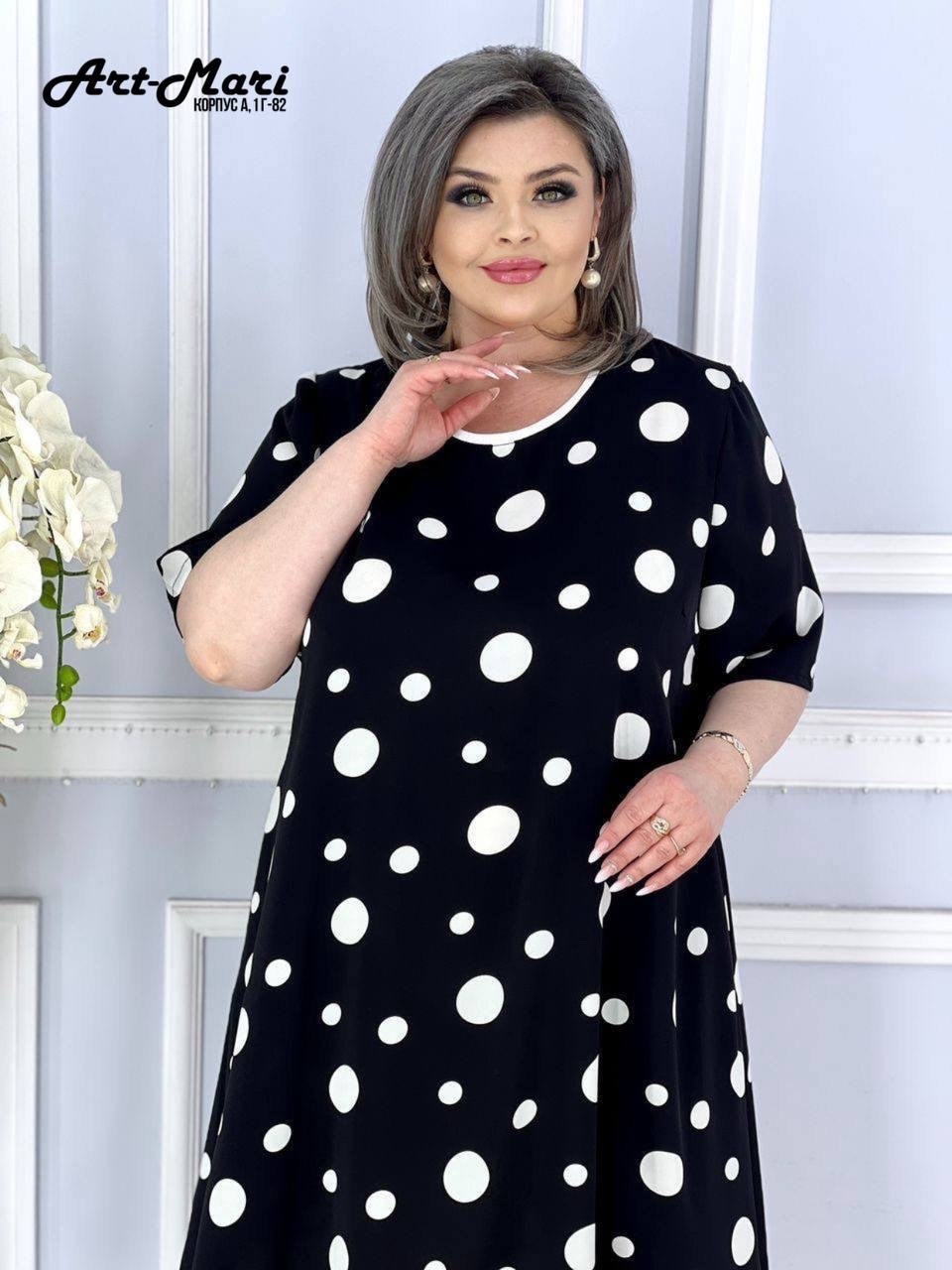 платье "ассоль",платье женские,платье женское в горошек креп шифон 58-64,платье,женское платье в горошек