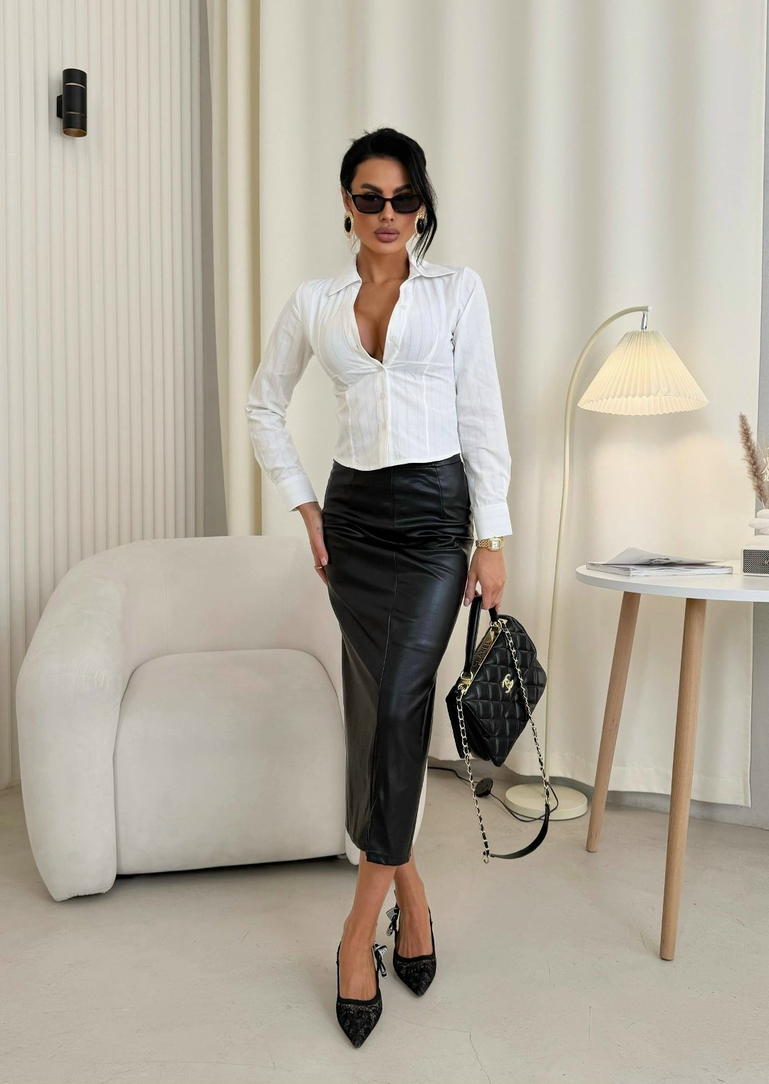 кожаная юбка,кожаная юбка карандаш,юбка кожаная миди с разрезом,женская кожаная юбка,юбка из экокожи