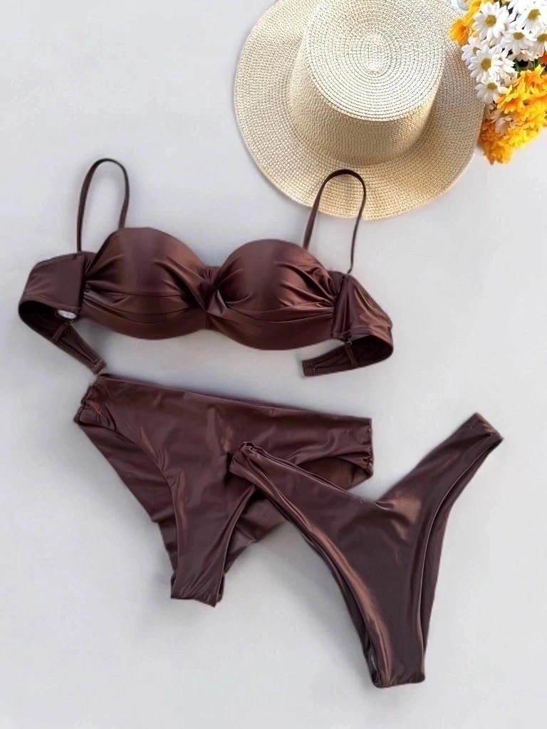 раздельные купальник,купальник раздельный бандо пушап kokn swim 396011992,купальник,купальник женские,коричневый купальник