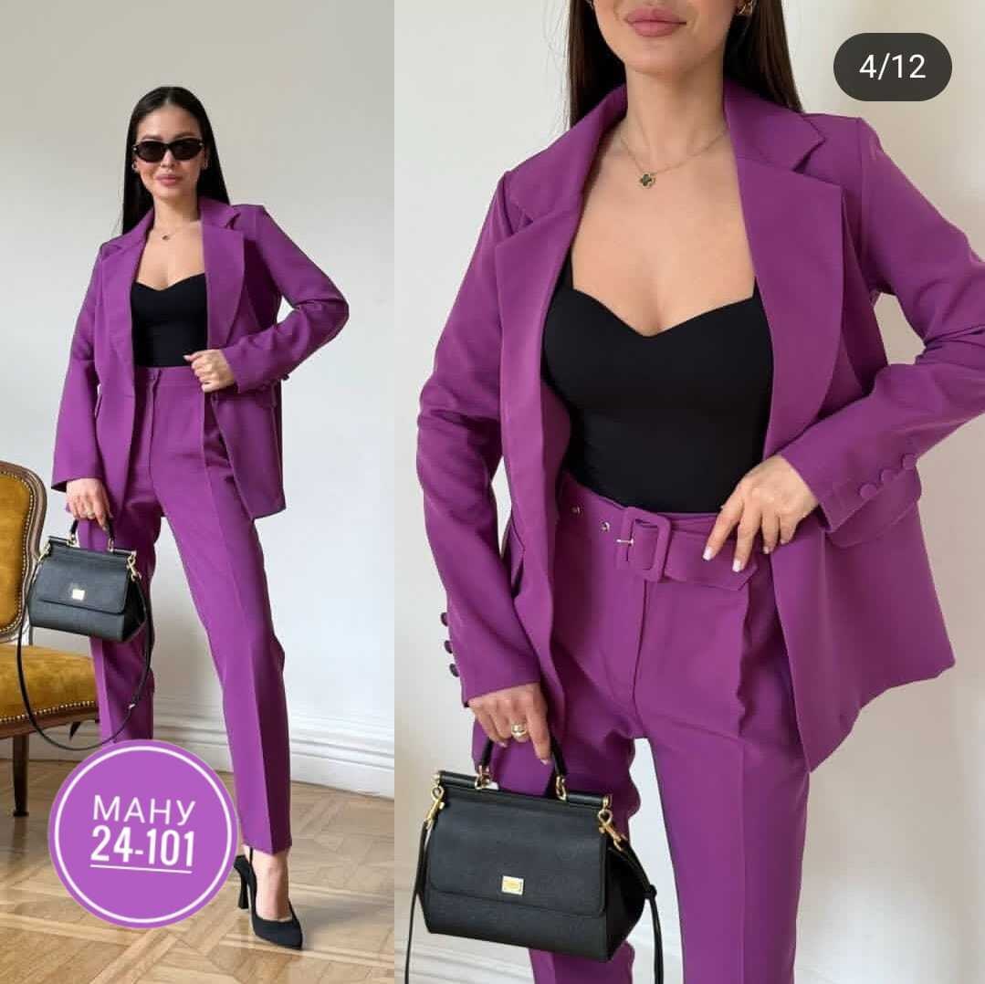 костюм женский,бизарро костюм брючный фуксия,костюм женский фабрични пиджак классический с брюками,лиловый брючный костюм женский,брючный костюм