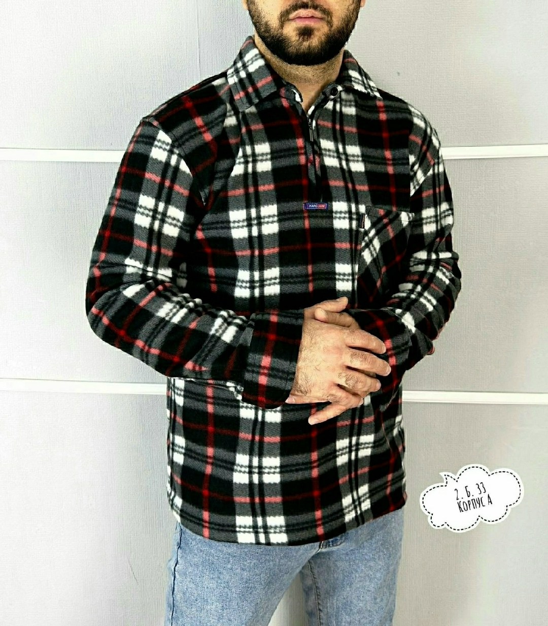 рубашка в клетку теплая h&h fashion,рубашка теплая флис,рубашка мужская на флисе,рубашка на флисе,мужская рубашка