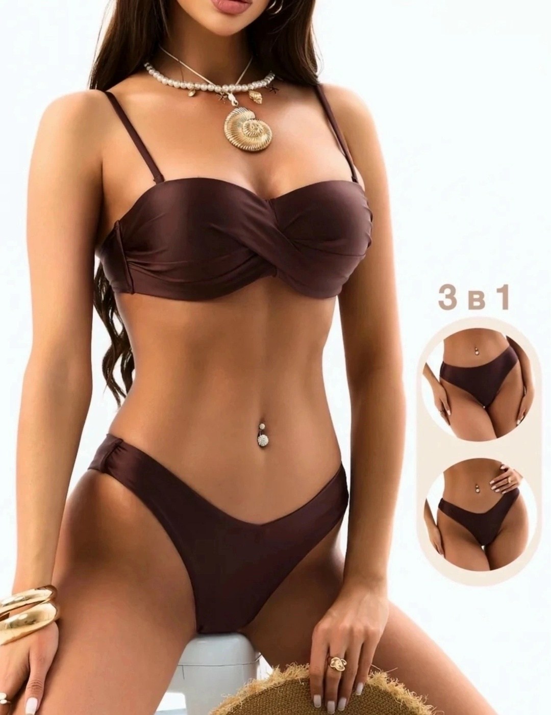 раздельные купальник,купальник раздельный бандо пушап kokn swim 396011992,купальник,купальник женские,коричневый купальник