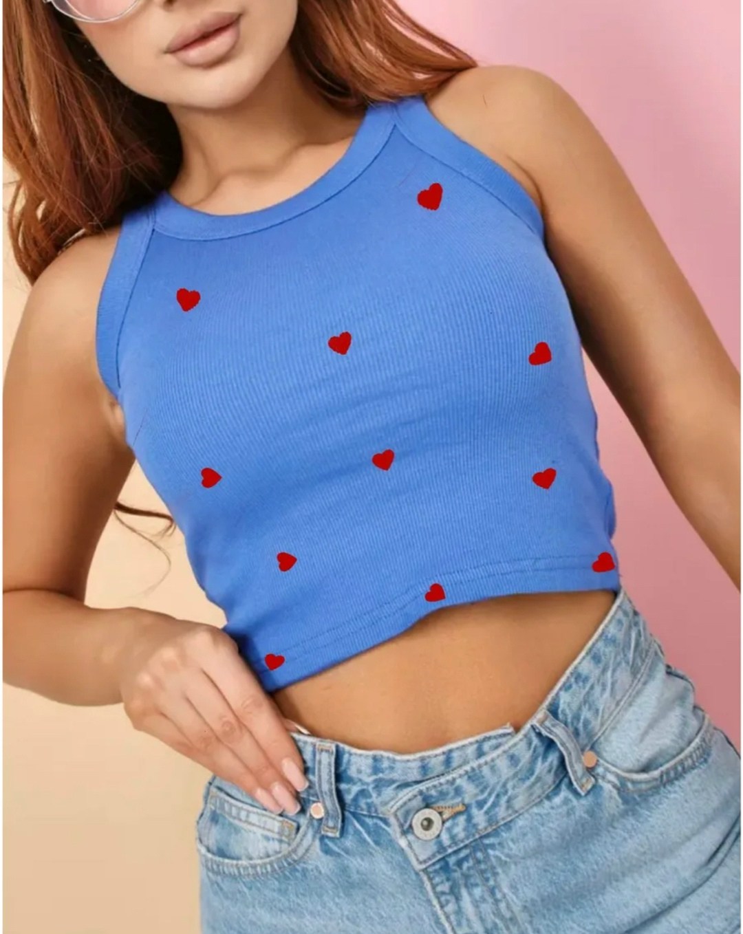 женская майка,кроп топ,майка красная,топ женский,топ с сердечками