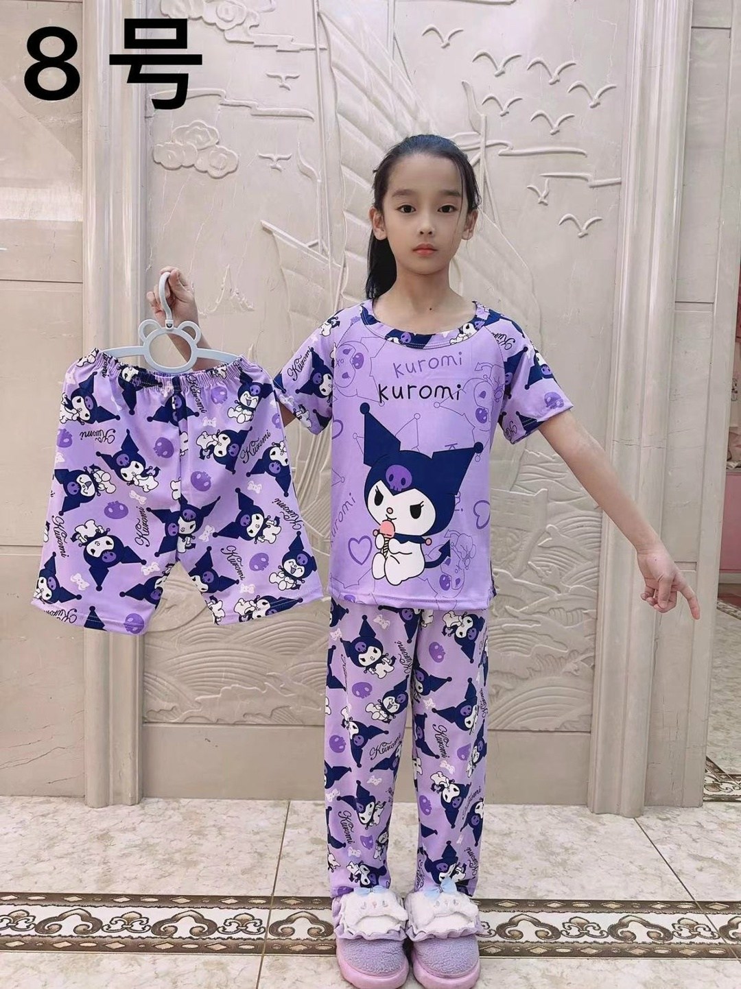 пижама детская,детский пижамный костюм sanrio kuromi,пижама для девочек,пижама с санрио,детский пижамный костюм miniso kuromi