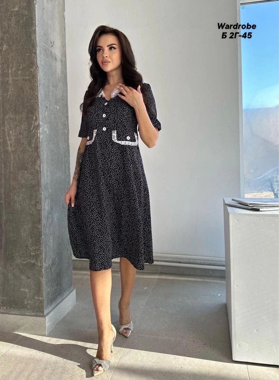 женское платье,элегантное женское платье,платье,платье миди в горох,элегантное платье