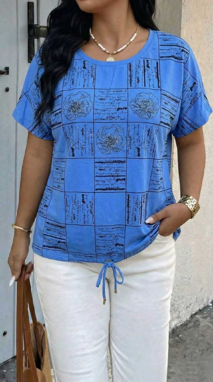 женская футболка,футболки женские больших размеров,летние женские футболки,голубая футболка,женские футболки с принтом