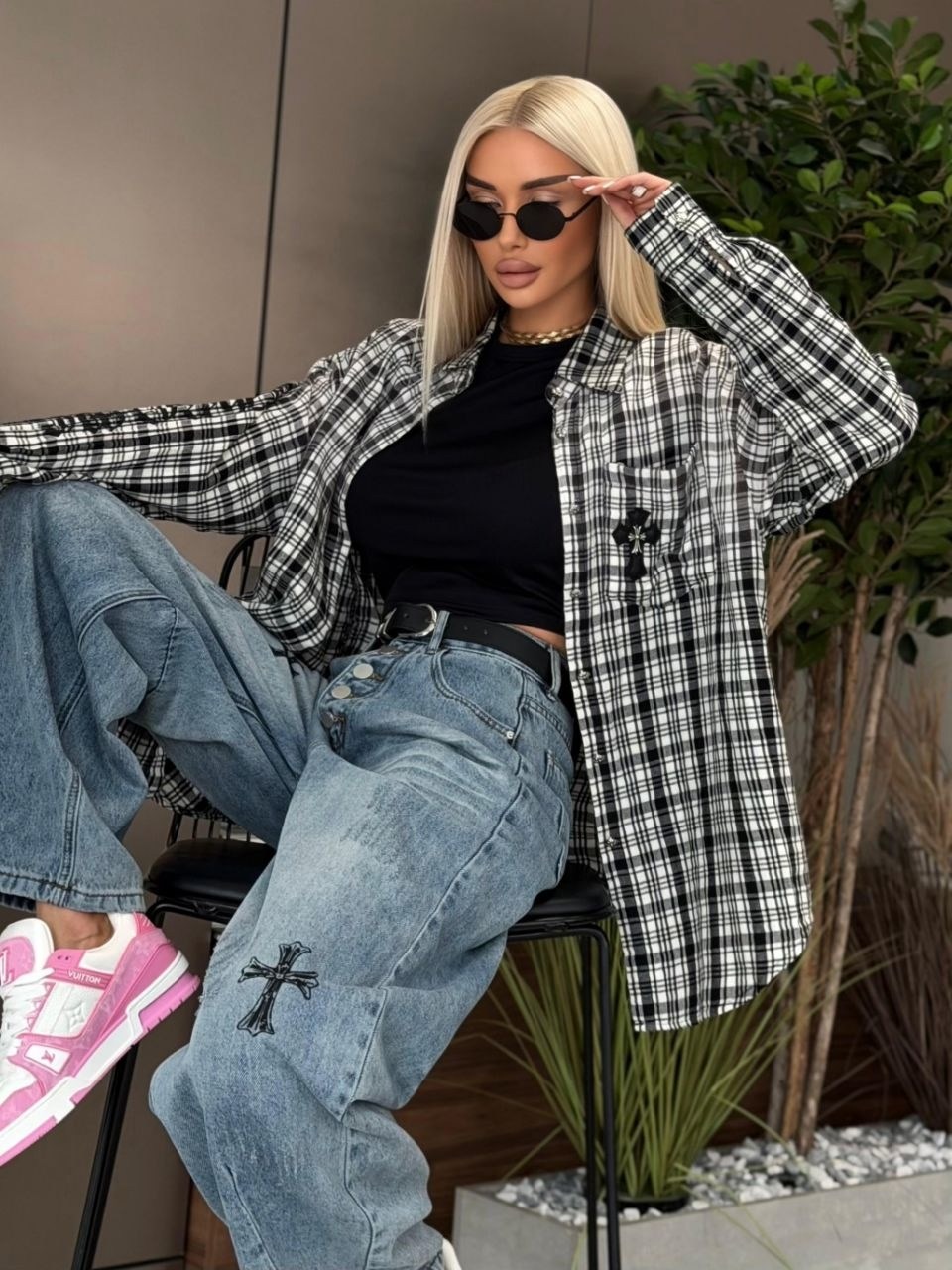 рубашка в клетку женская,женская рубашка оверсайз в клетку,стильная рубашка,рубашка в клетку,рубашка