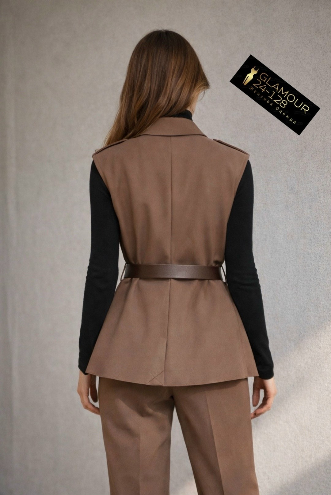 жилет женский 4347/04/шоколадный,женский жилет,женская жилетка,жилет коричневый,костюм тройка женский